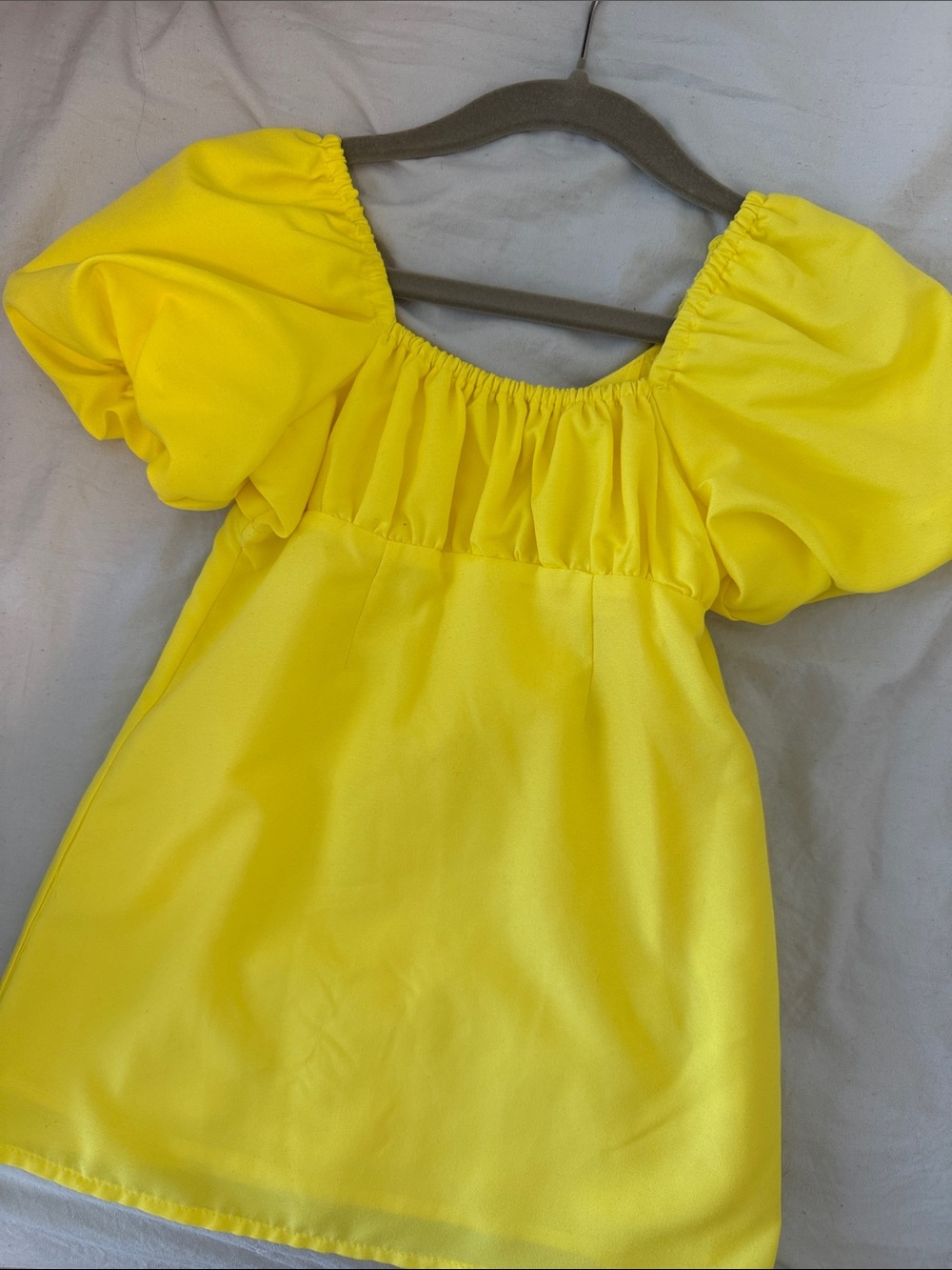 GB girls Bright Yellow Puff Sleeve Dress